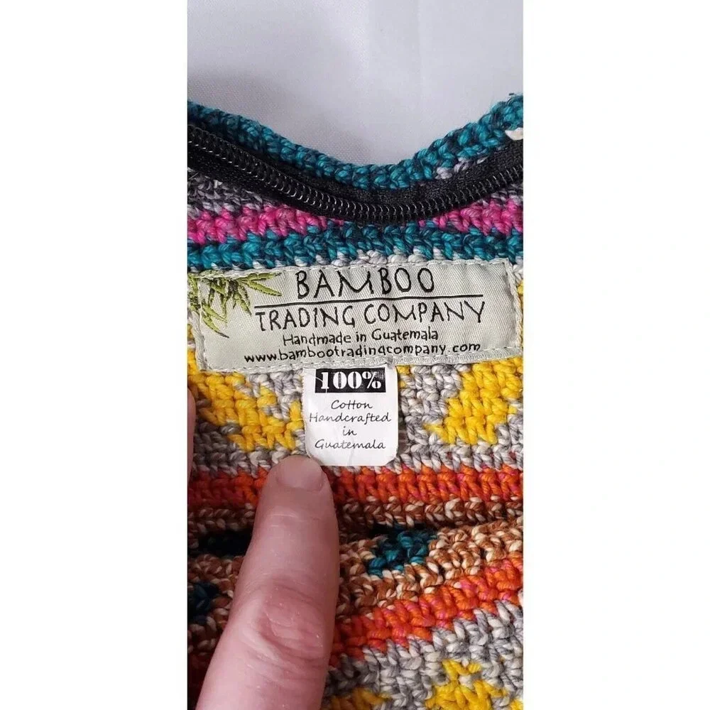 Bamboo Trading Company Cotton Woven Boho Bucket Bag geometric purse Hippie